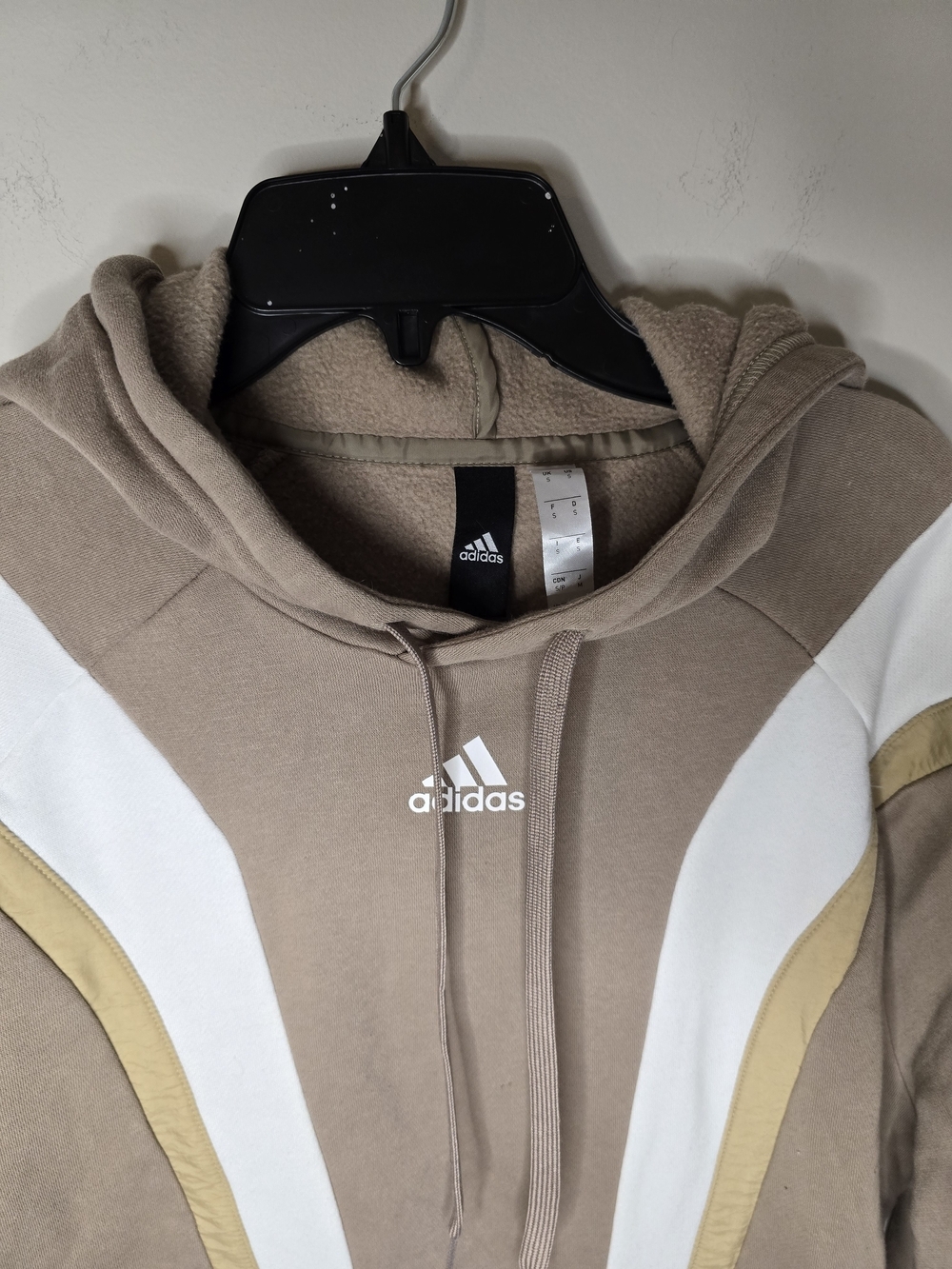 Adidas Men’s Taupe Hoodie with White & Beige Accents - Picture 2 of 5
